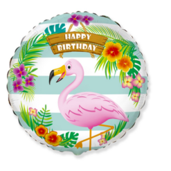 Flamingo & Hibiskus Happy Birthday õhupall