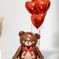 Fooliumist õhupall mõmmi koos südametega (täidetud heeliumiga)