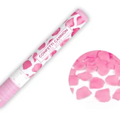 Keskmine roosade roosilehtedega konfetikahur 40cm