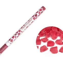 Extra suur tumepunaste roosilehtedega konfetikahur 80cm